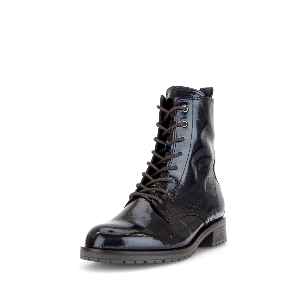 Gabor Navy Patent Laced Ankle Boot|803902004