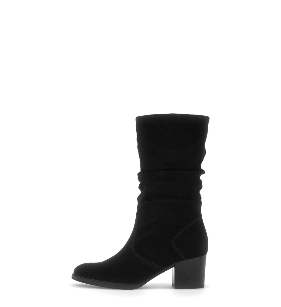 Gabor Black Suede Mid Ankle Boot|804102003