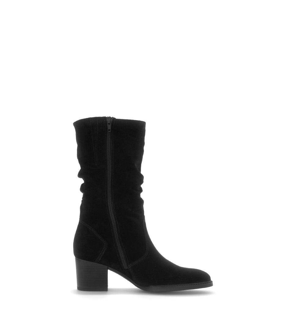 Gabor Black Suede Mid Ankle Boot|804102003