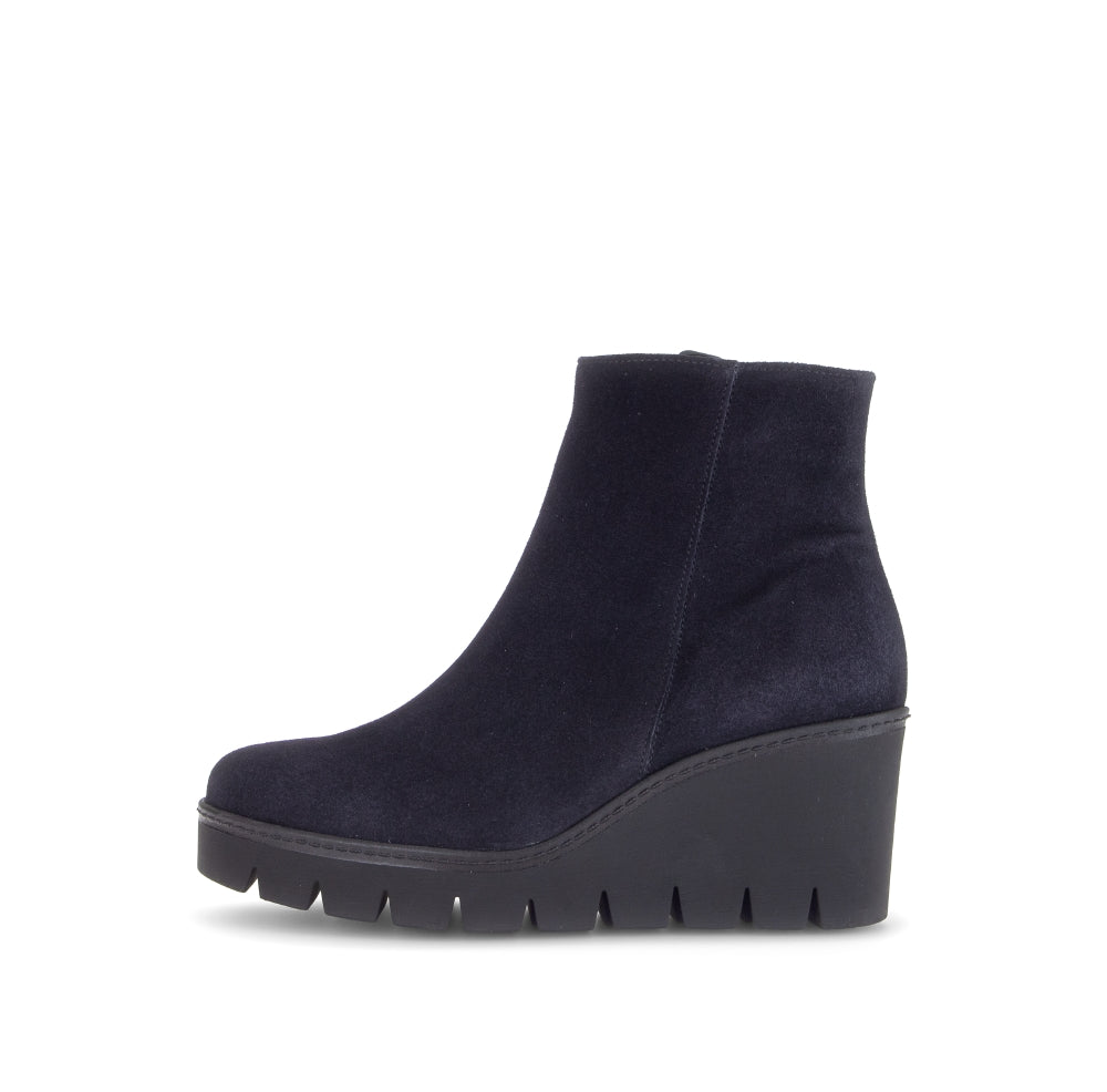 Gabor Black Suede Wedge Ankle Boot|804501001