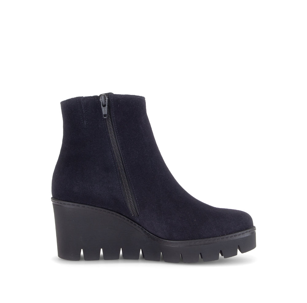 Gabor Black Suede Wedge Ankle Boot|804501001