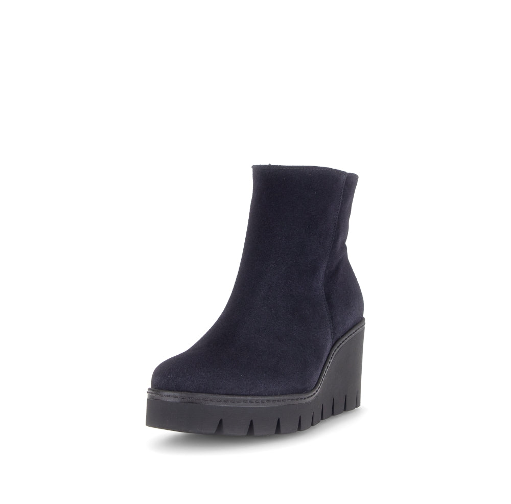 Gabor Black Suede Wedge Ankle Boot|804501001