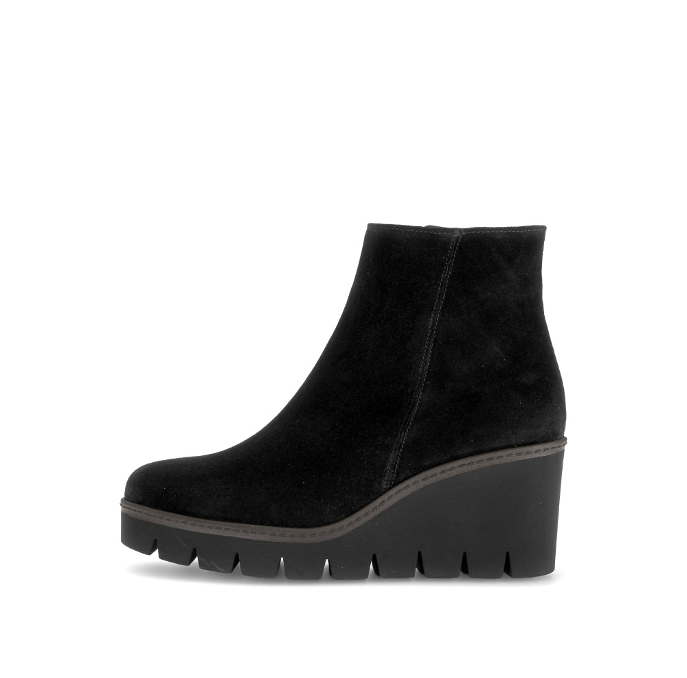 Gabor Black Suede Wedge Ankle Boot|804501002