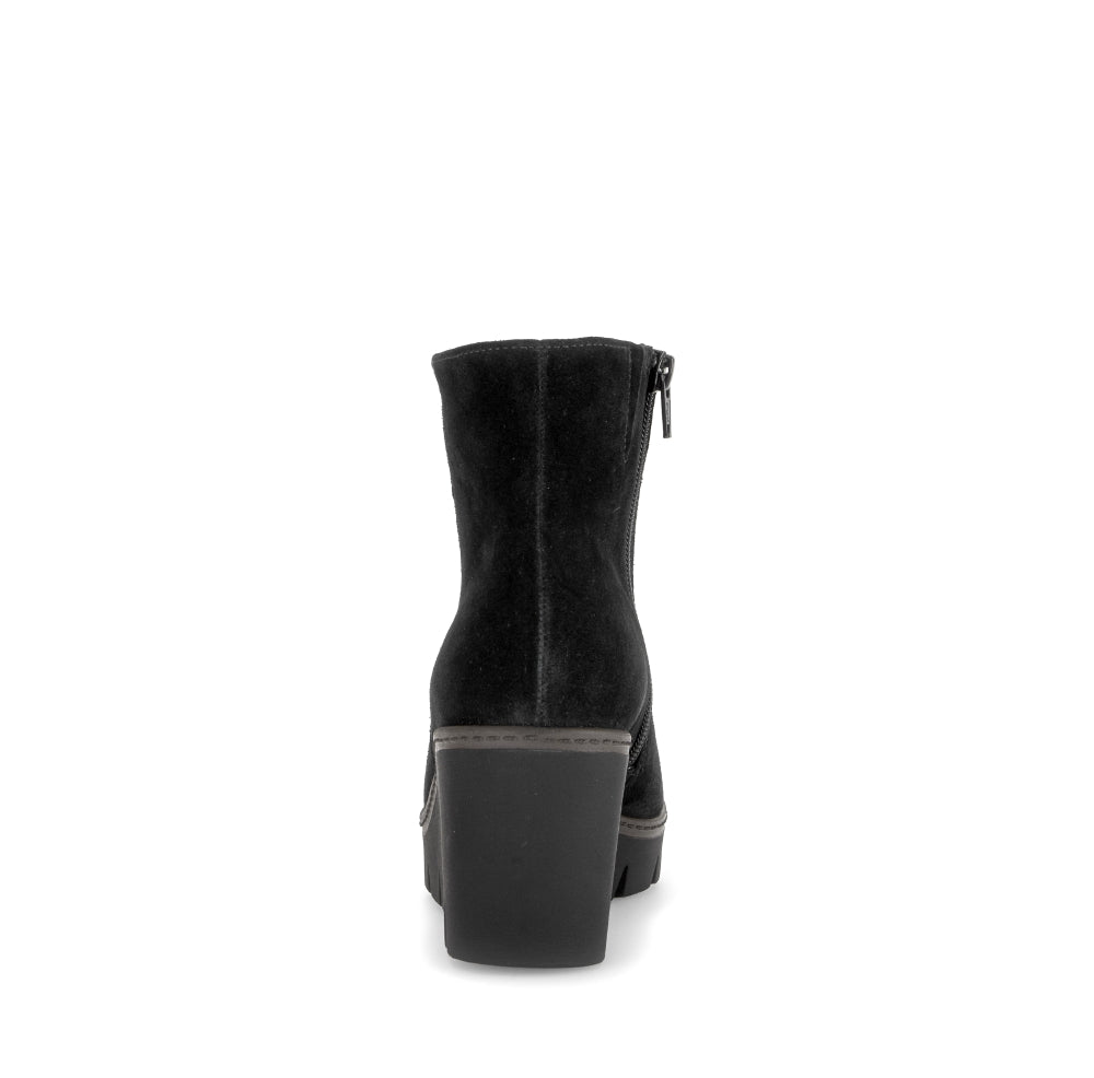 Gabor Black Suede Wedge Ankle Boot|804501002