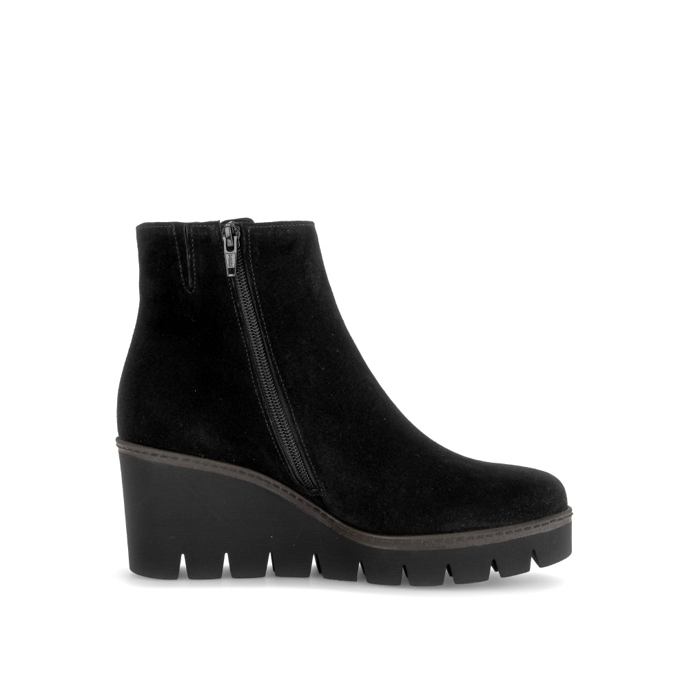 Gabor Black Suede Wedge Ankle Boot|804501002