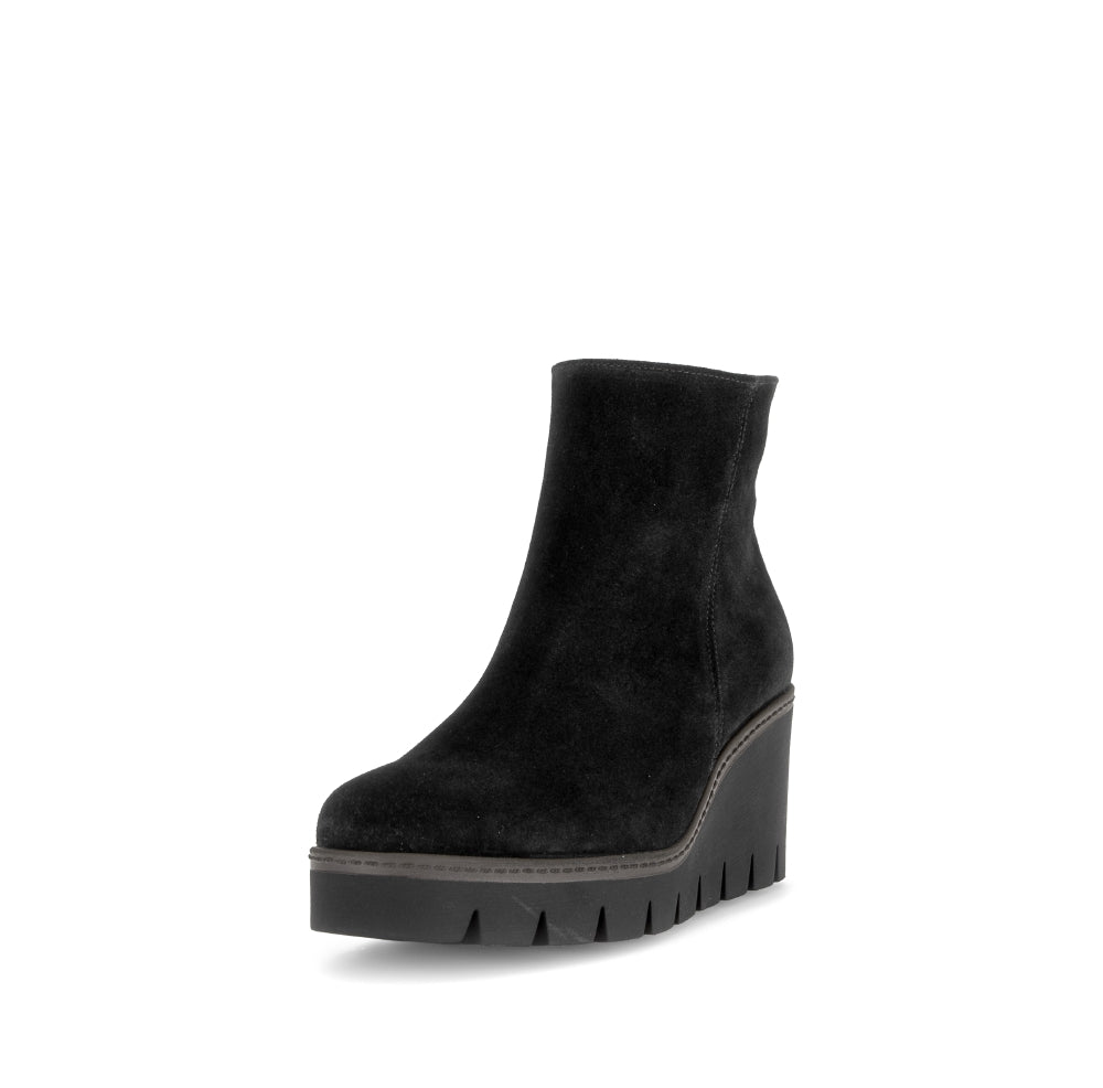 Gabor Black Suede Wedge Ankle Boot|804501002
