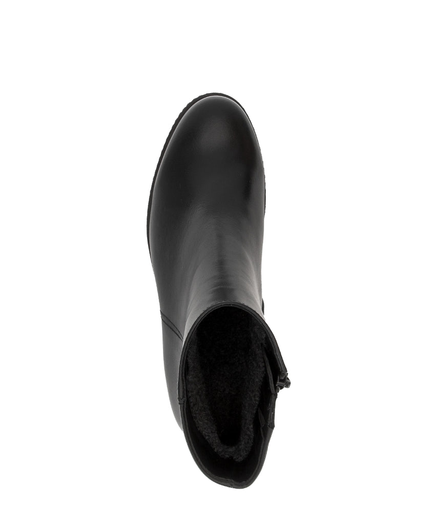Gabor Black Leather Wedge Ankle Boot|804501004