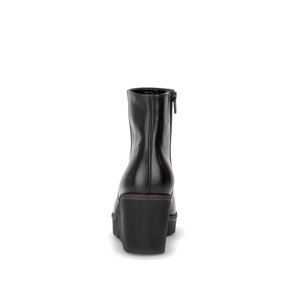 Gabor Black Leather Wedge Ankle Boot|804501004