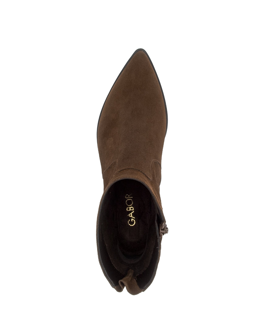 Gabor Brown Suede Pointy Ankle Boot|806202005