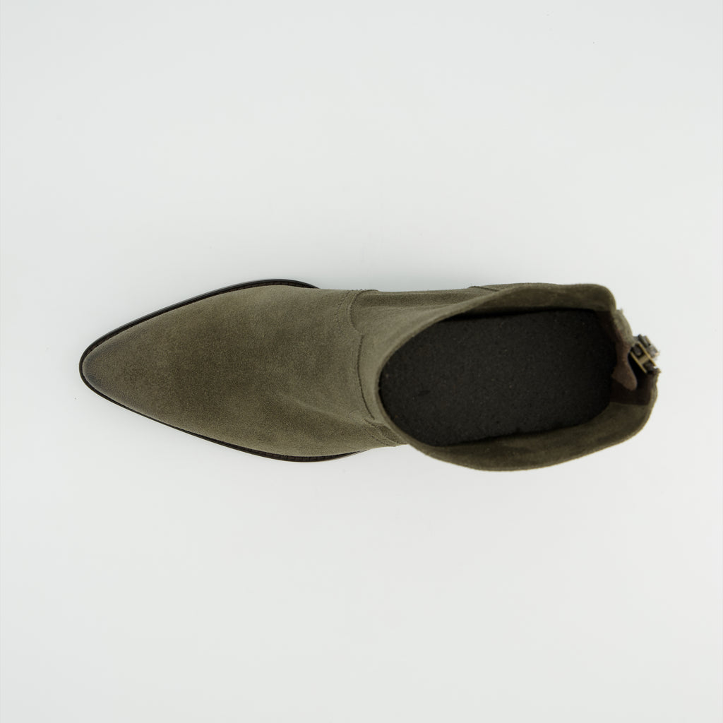 Paul Green Olive Green Suede Ankle Boot|8075070