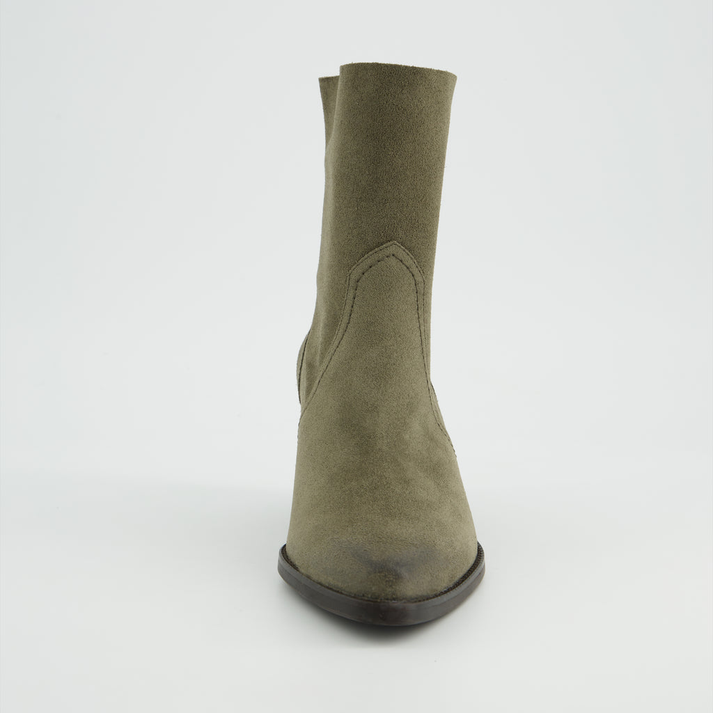 Paul Green Olive Green Suede Ankle Boot|8075070