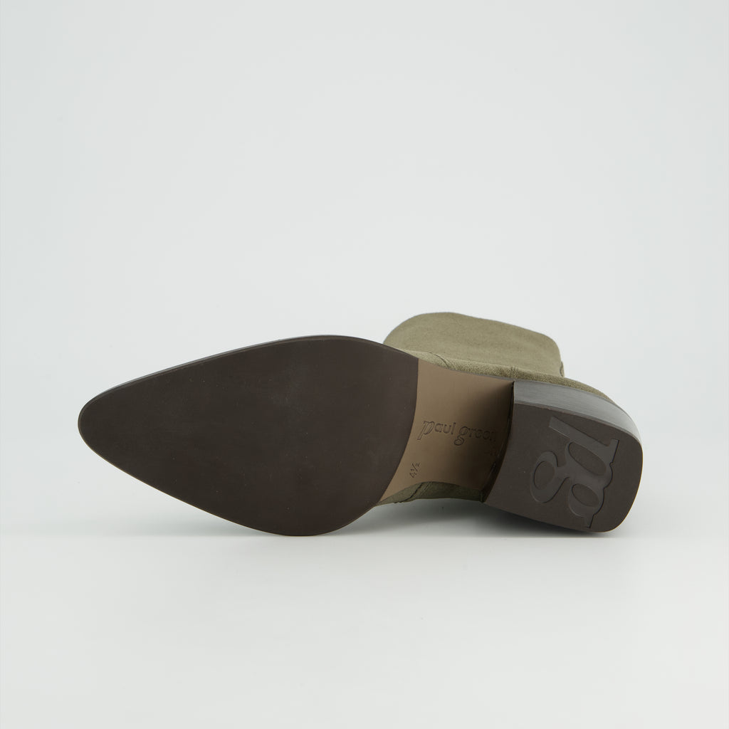 Paul Green Olive Green Suede Ankle Boot|8075070