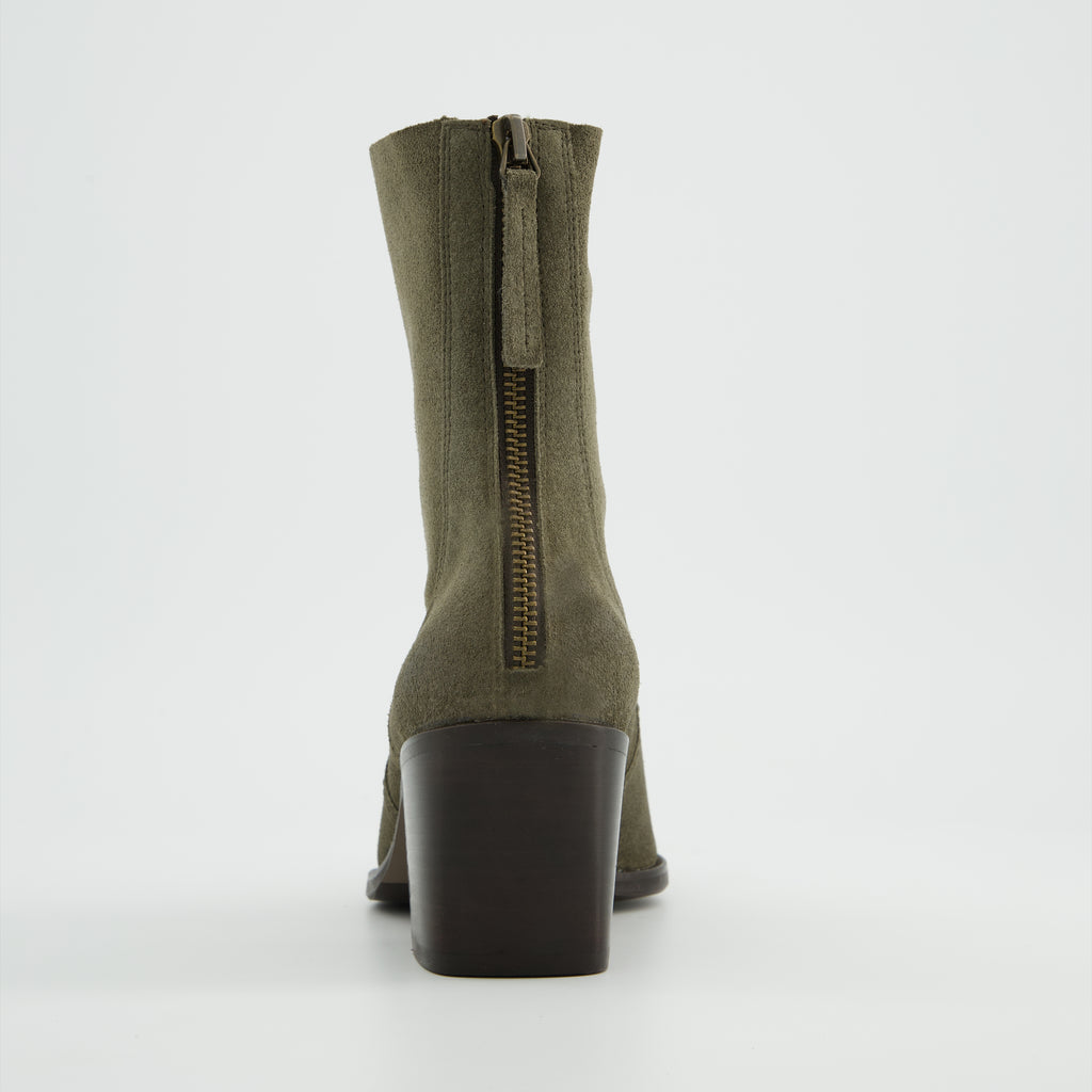 Paul Green Olive Green Suede Ankle Boot|8075070