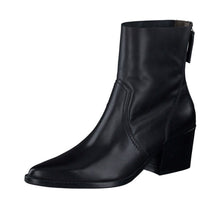 Load image into Gallery viewer, Black leather ankle boot on a white background
