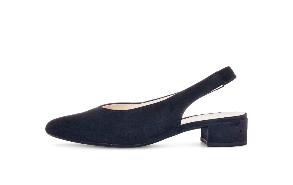 Gabor Navy Suede Sling Back|8152016