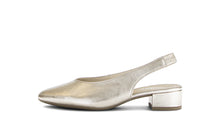 Load image into Gallery viewer, gold slingback shoe on a white background
