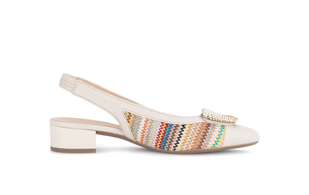 Gabor Multicolor Fabric and Leather Sling Back|8152640