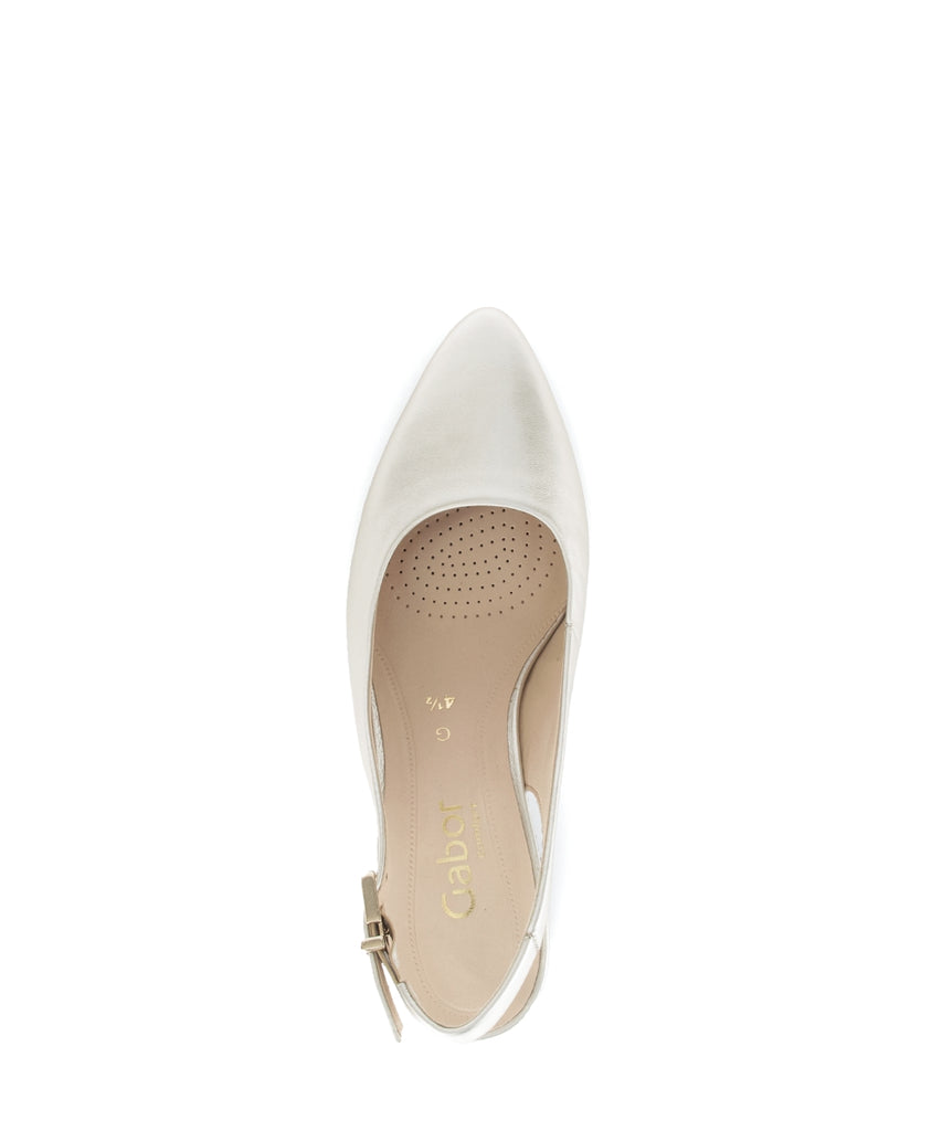White high-heeled shoe on a white background