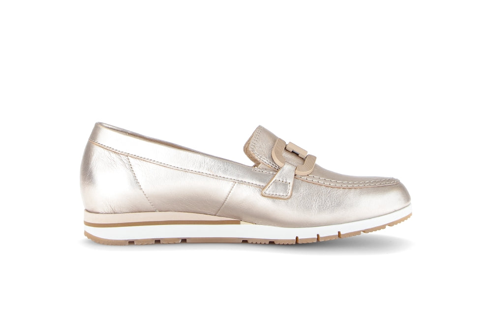 Gabor Light Gold Leather Loafer| 8241682