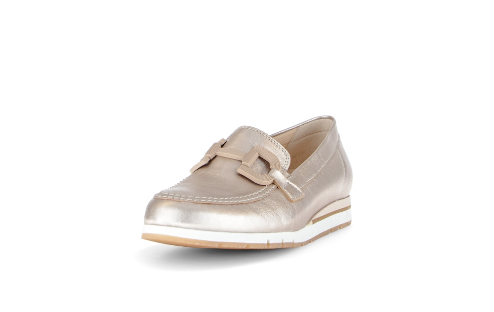 Gabor Light Gold Leather Loafer| 8241682