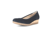 Load image into Gallery viewer, Gabor Navy Mini Wedge Pump|8264146
