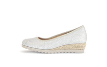 Load image into Gallery viewer, White wedge shoe with jute sole on a white background
