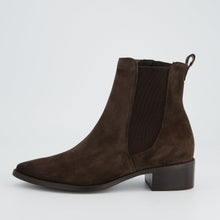 Load image into Gallery viewer, Brown suede ankle boot on a light gray background
