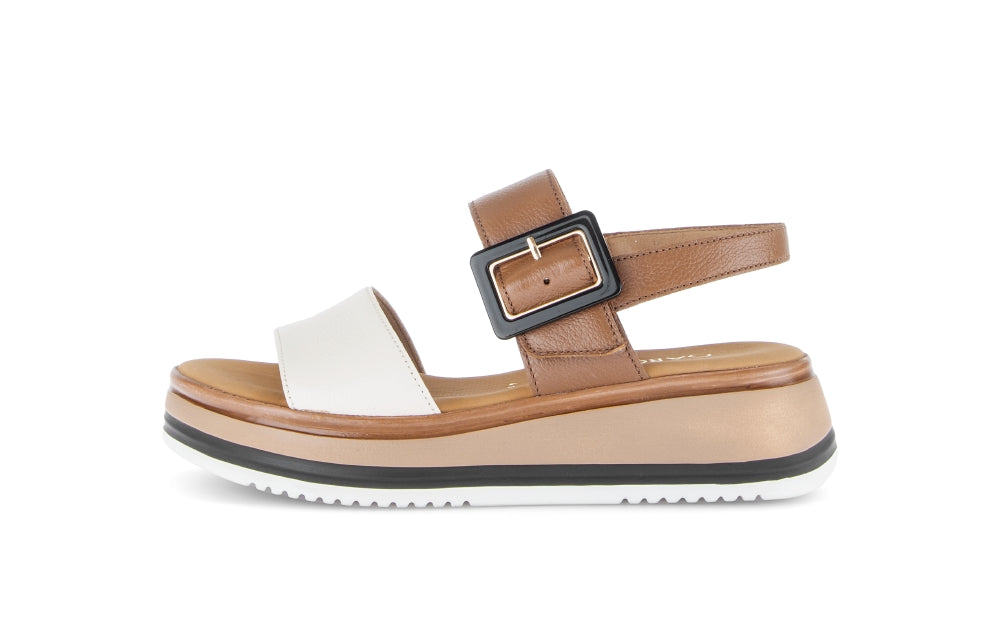Gabor White and Tan Strap Sandal|8274452