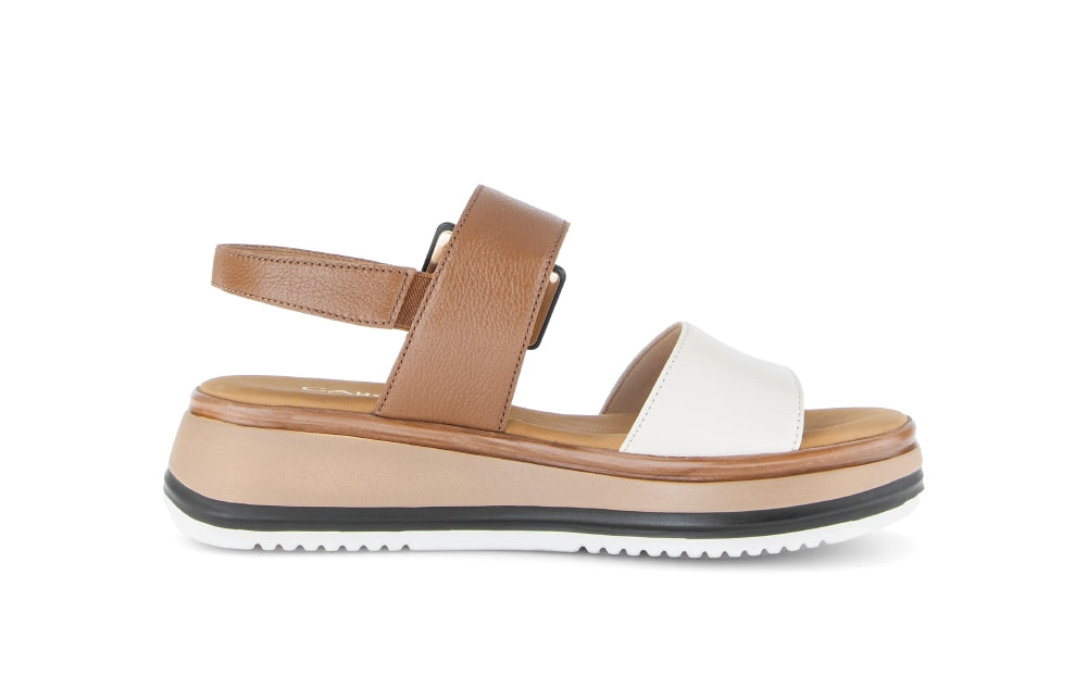 Gabor White and Tan Strap Sandal|8274452