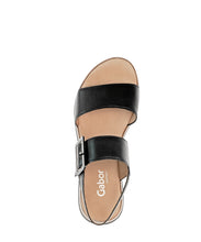 Load image into Gallery viewer, Gabor Black Wedge Strap Sandal|8274457B
