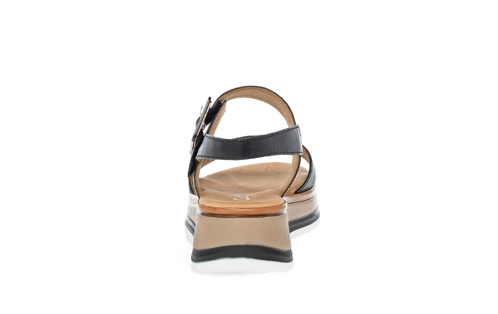 Gabor Black Wedge Strap Sandal|8274457B