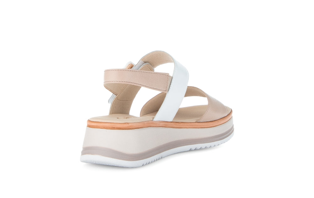 Gabor Beige and White Wedge Sandal|8274458M