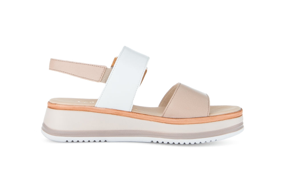 Gabor Beige and White Wedge Sandal|8274458M