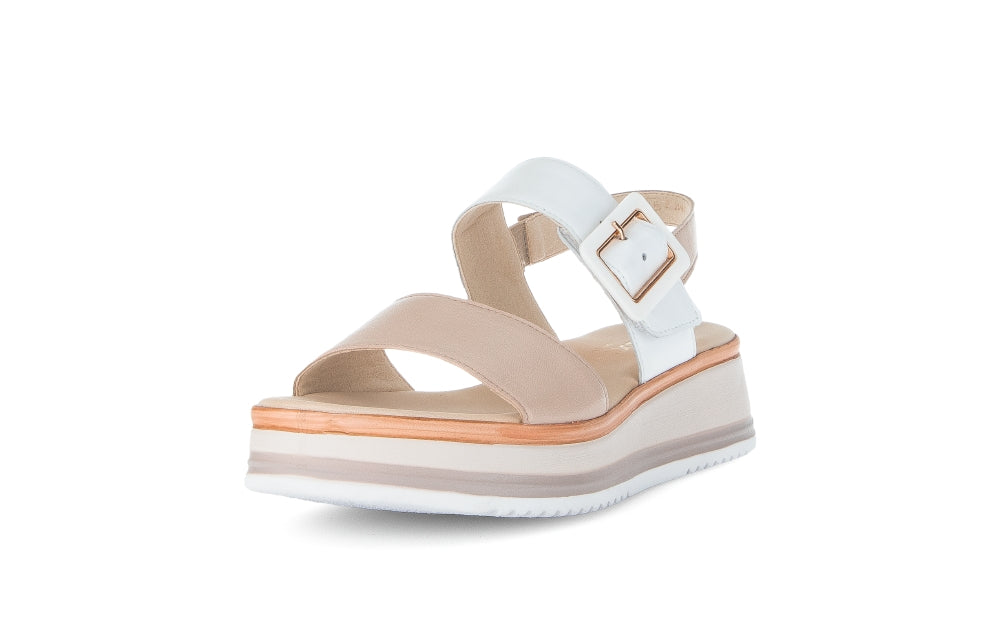 Gabor Beige and White Wedge Sandal|8274458M