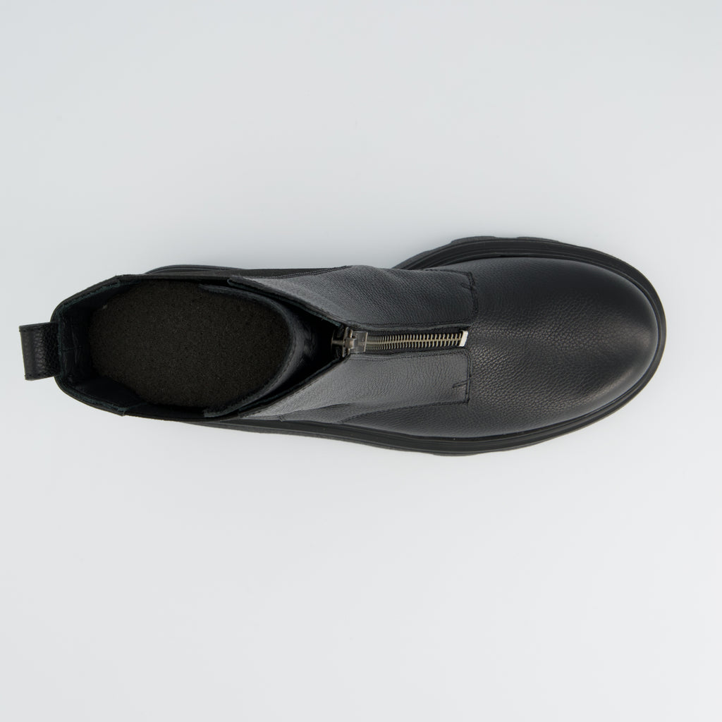 Paul Green Black Leather Ankle Boot|8287000