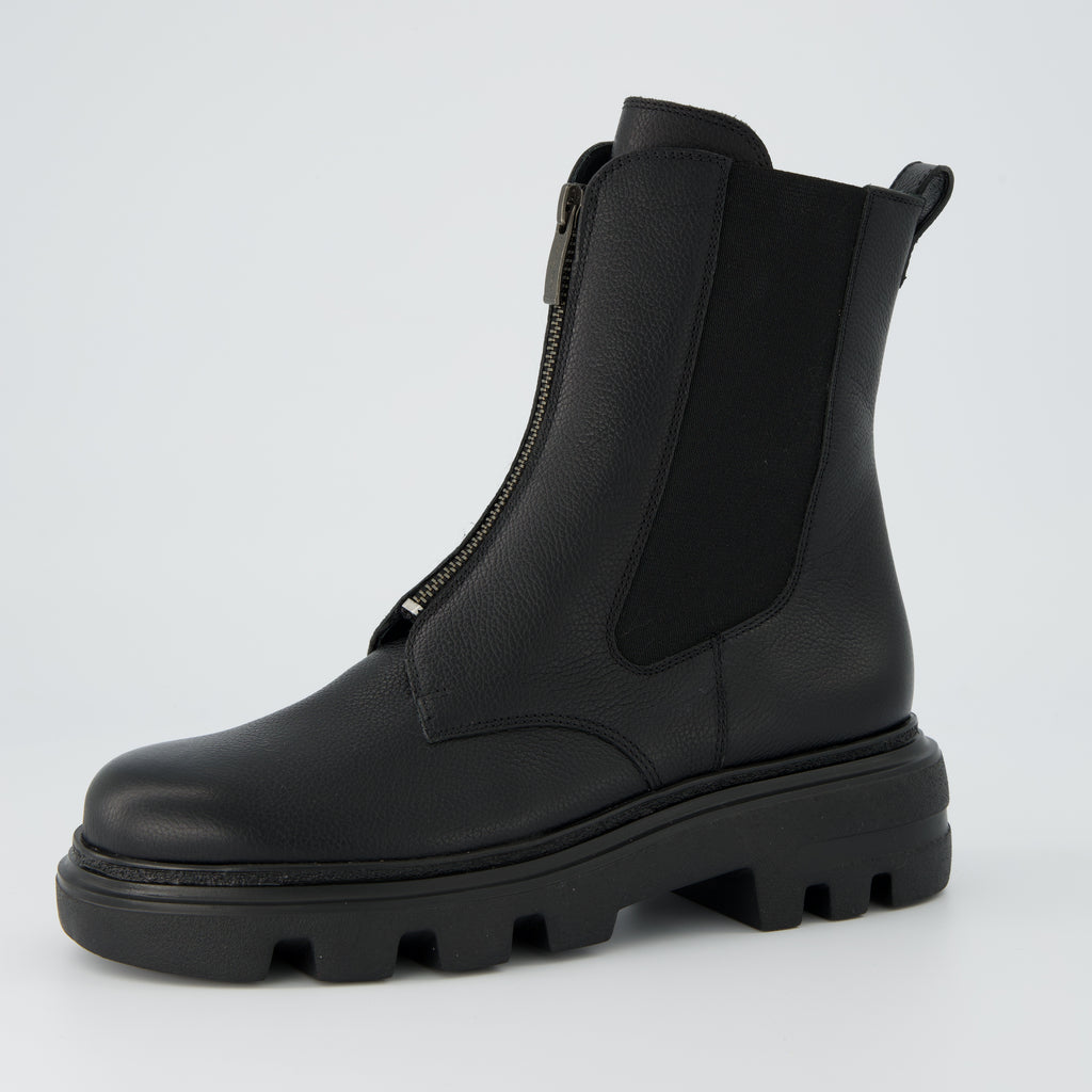 Paul Green Black Leather Ankle Boot|8287000