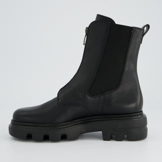 Paul Green Black Leather Ankle Boot|8287000