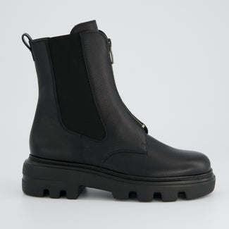 Paul Green Black Leather Ankle Boot|8287000
