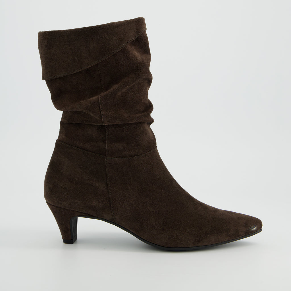 Paul Green Dark Brown Suede Pointy Ankle Boots|8325002