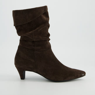 Paul Green Dark Brown Suede Pointy Ankle Boots|8325002