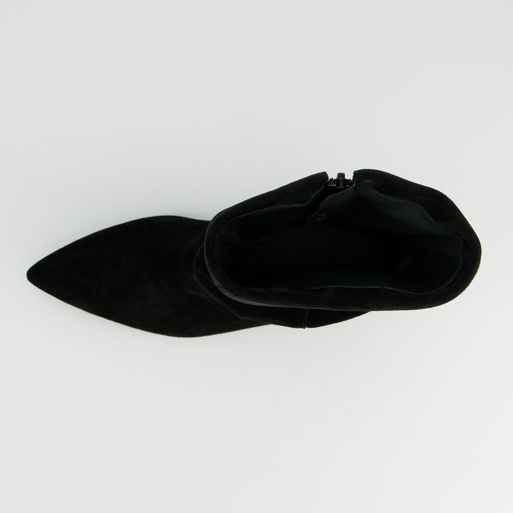 Paul Green Black Suede Pointy Ankle Boot|8325003