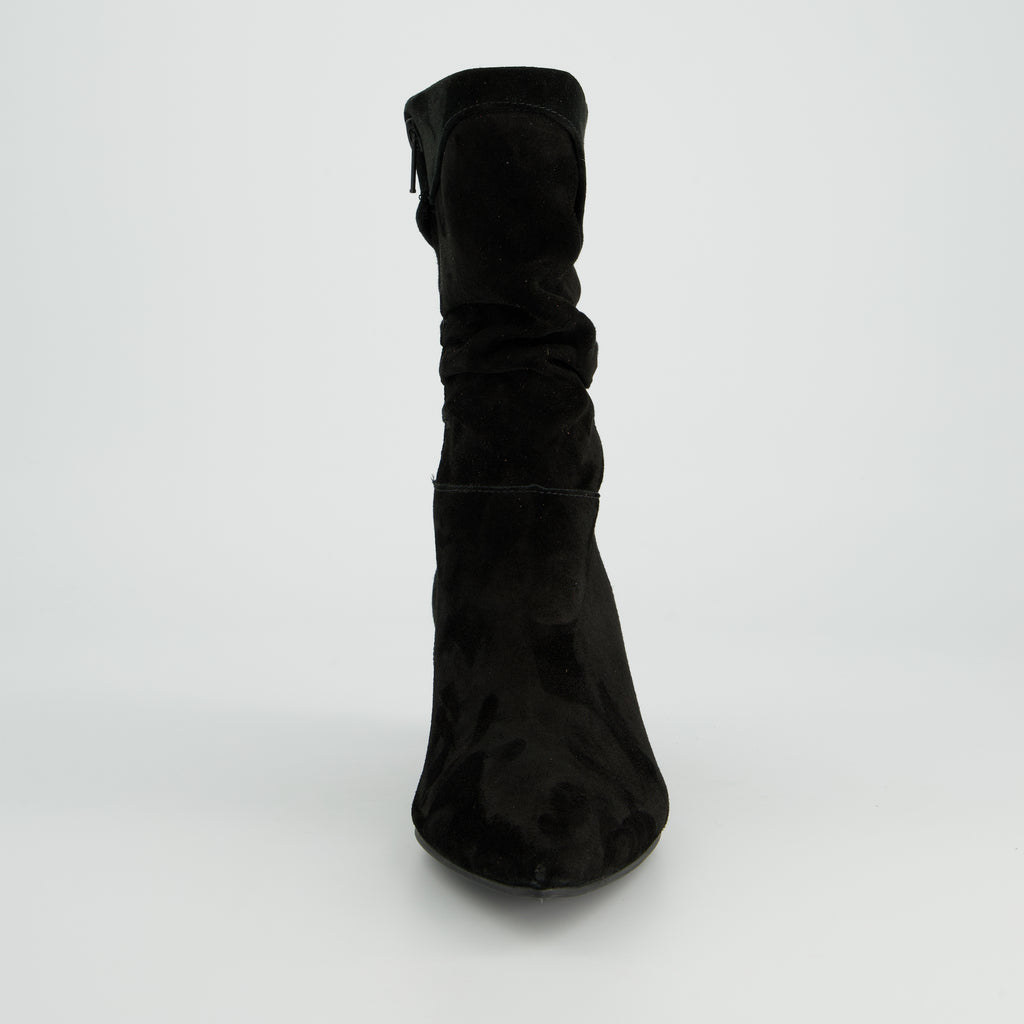 Paul Green Black Suede Pointy Ankle Boot|8325003