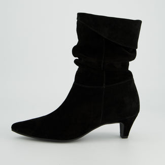 Paul Green Black Suede Pointy Ankle Boot|8325003