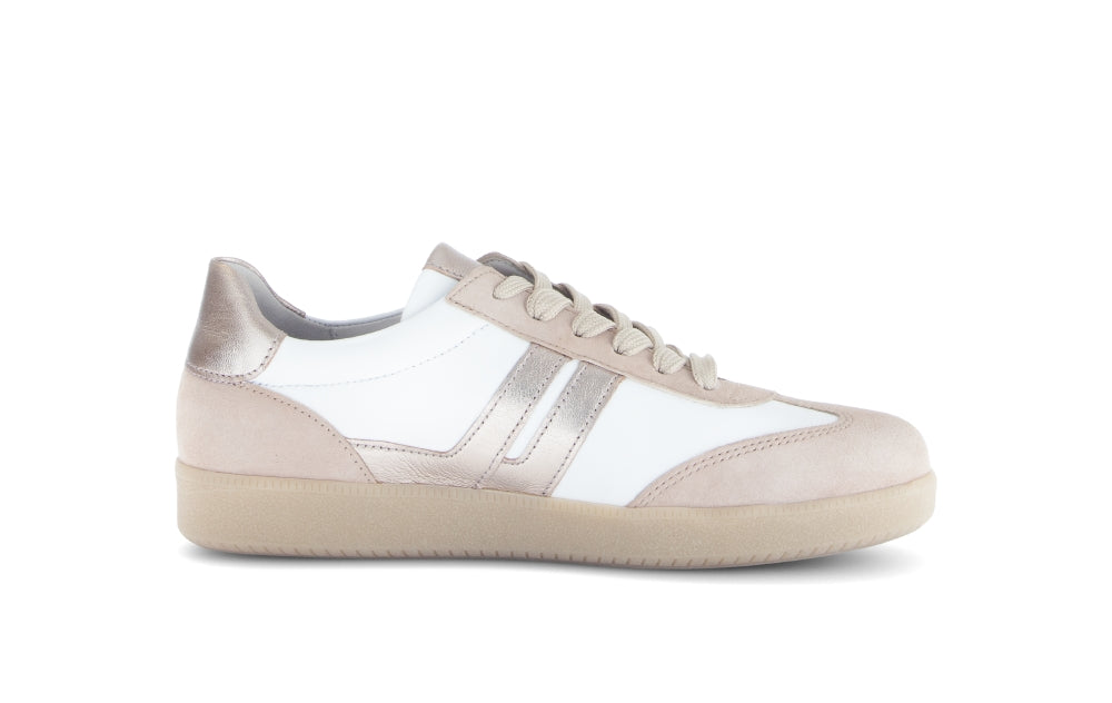 Gabor White and Oak Leather Trainer|8330012
