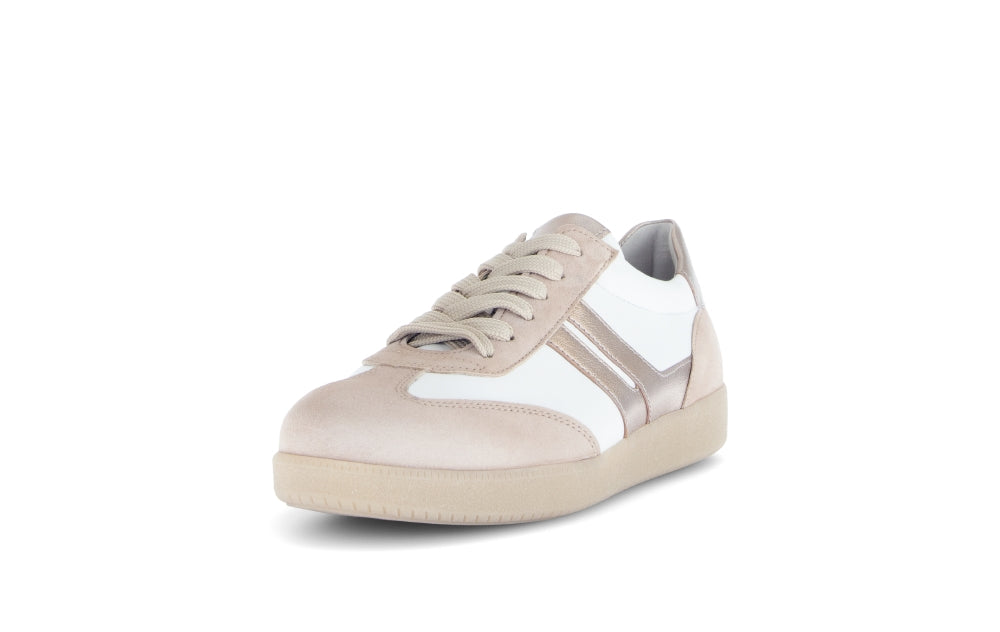 Gabor White and Oak Leather Trainer|8330012