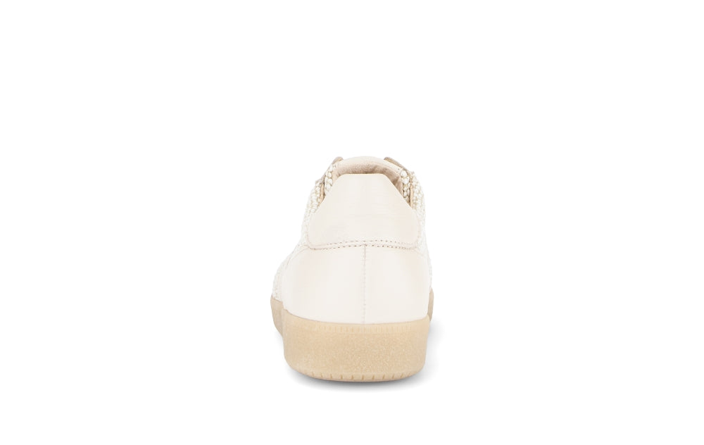 Gabor Beige Leather and Raffia Trainer|8330042