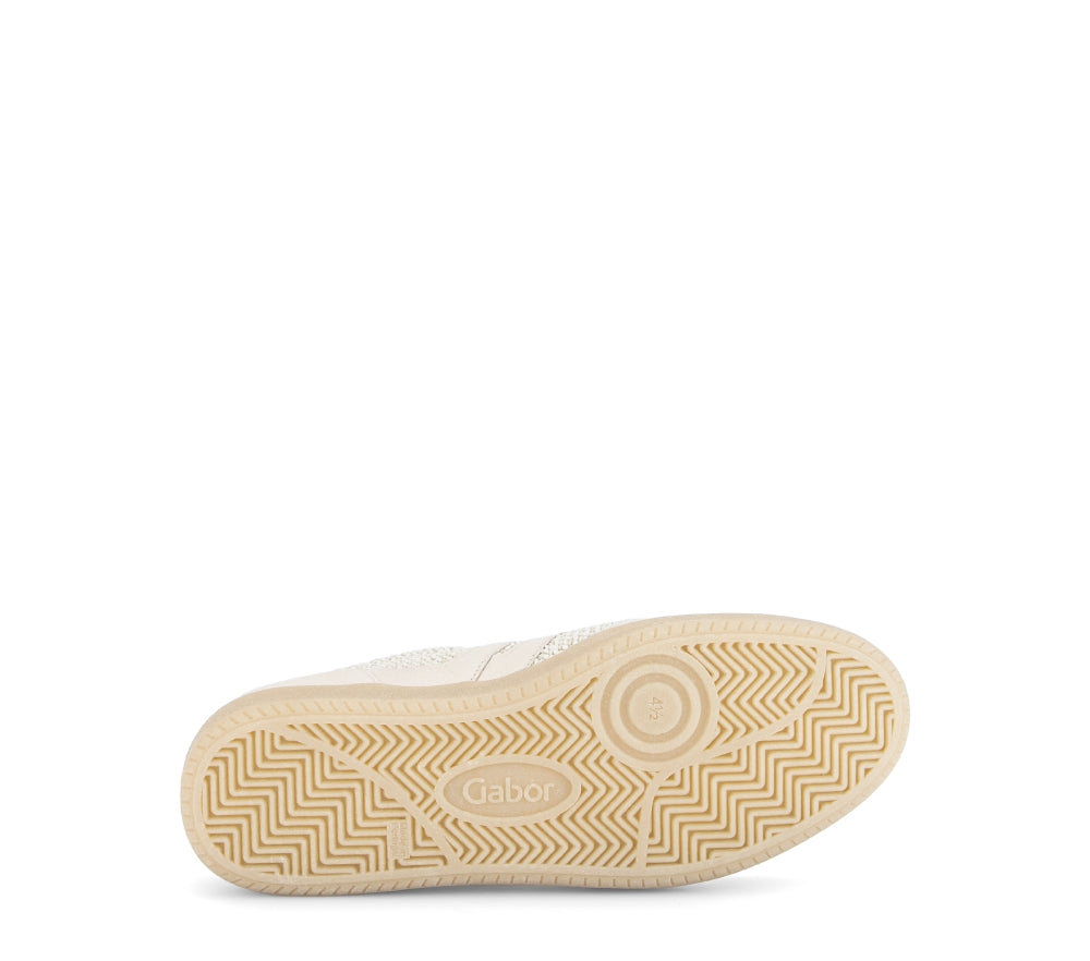 Gabor Beige Leather and Raffia Trainer|8330042