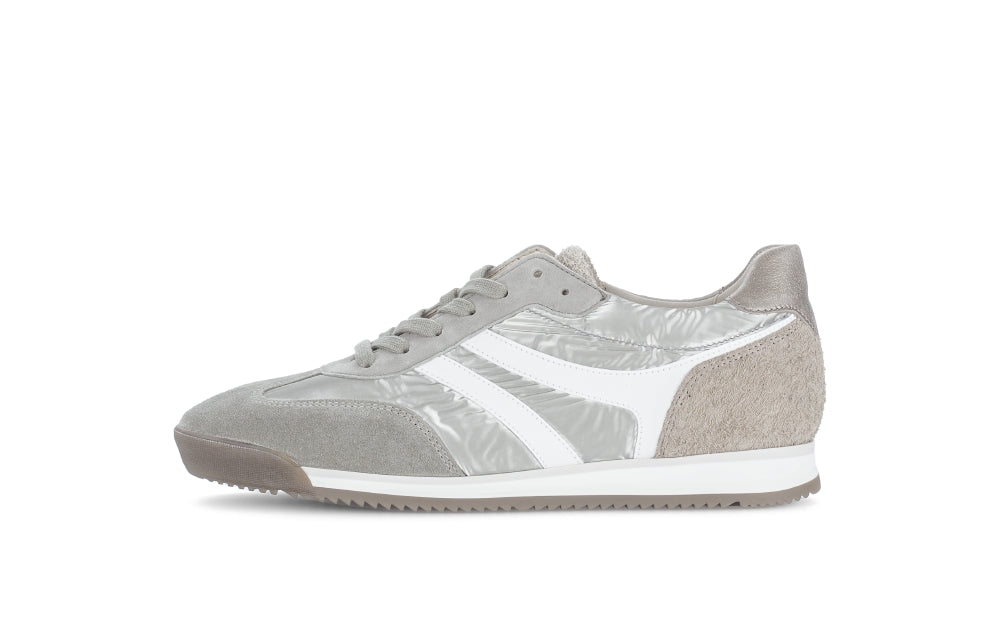 Gray and white sneaker on a white background