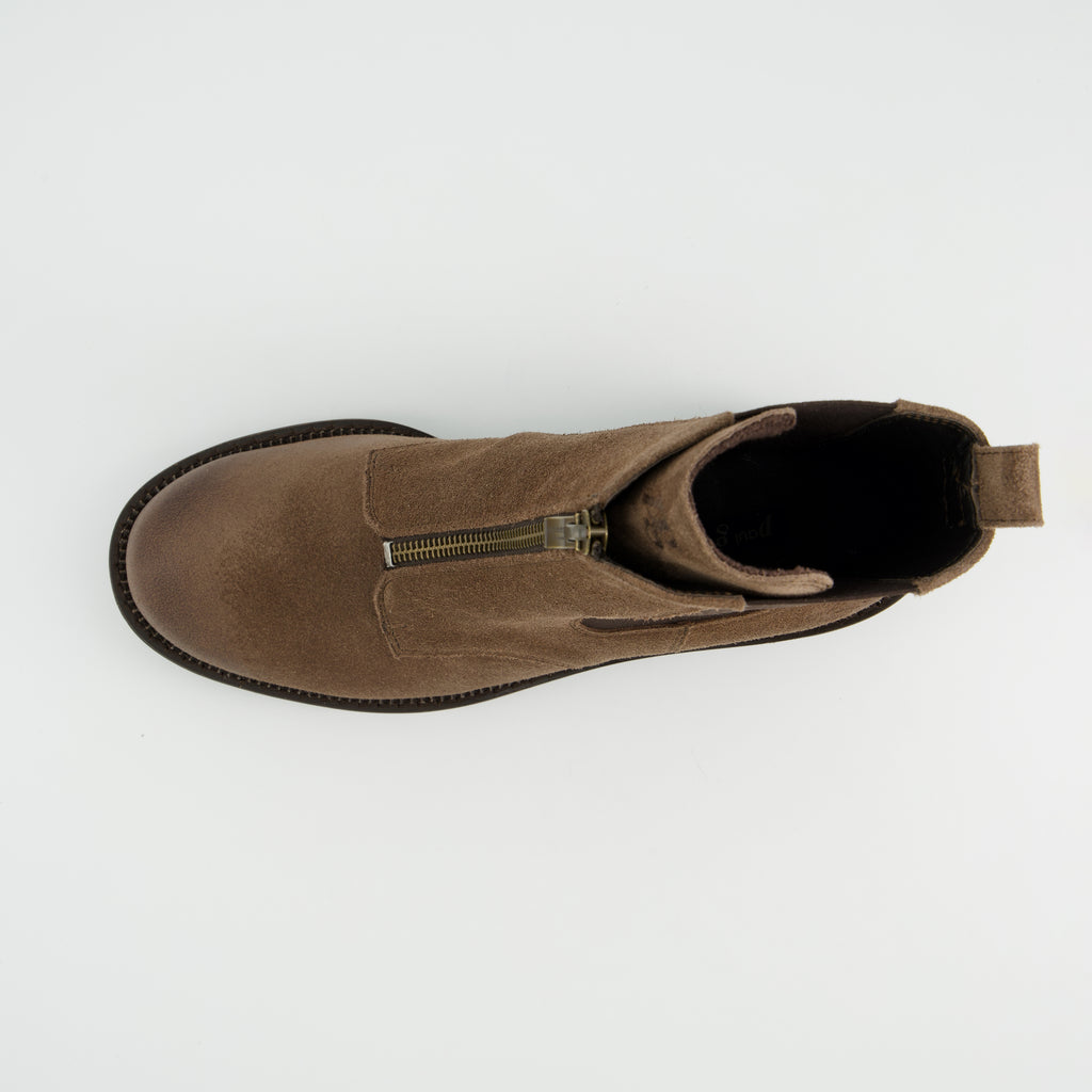 Paul Green Brown Leather Ankle Boot|8350001