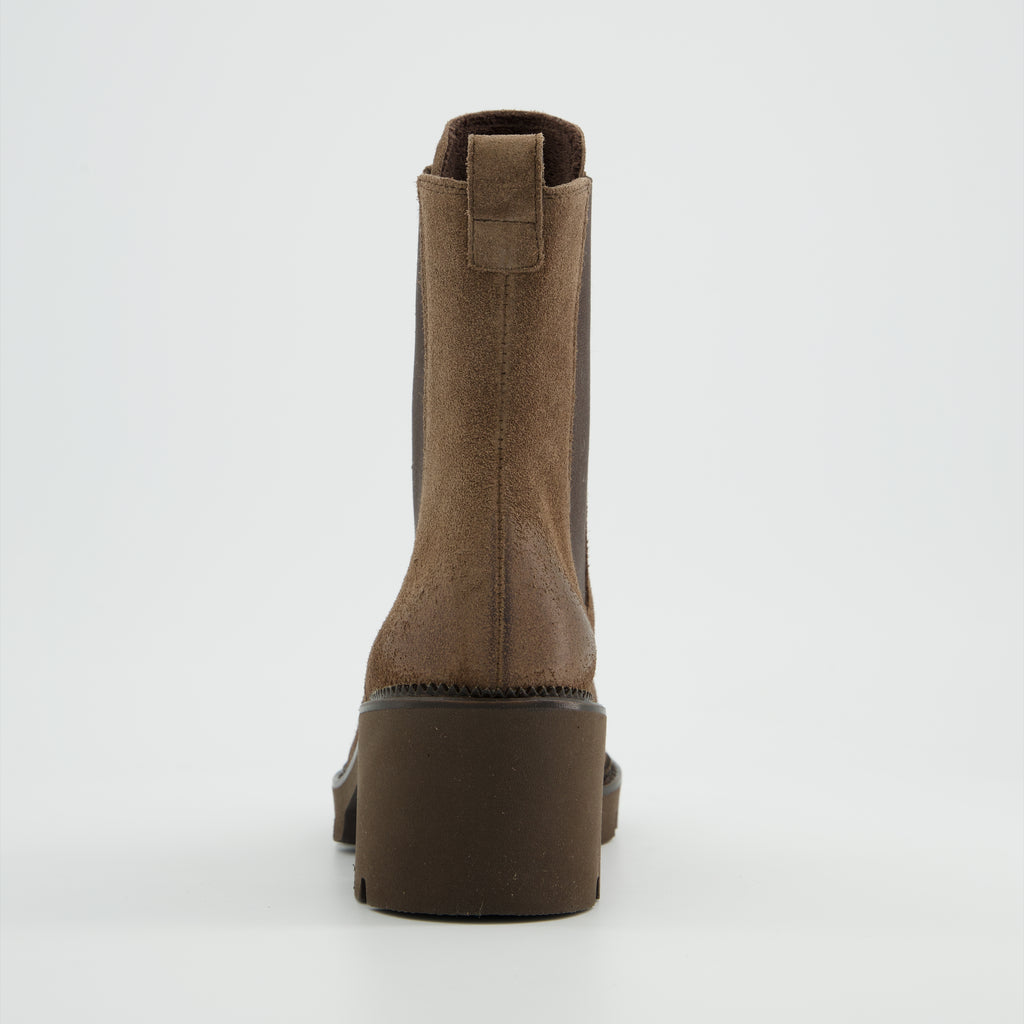 Paul Green Brown Leather Ankle Boot|8350001